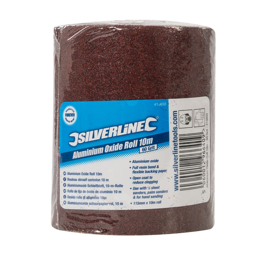 Silverline Aluminium Oxide Roll 10m 60 Grit