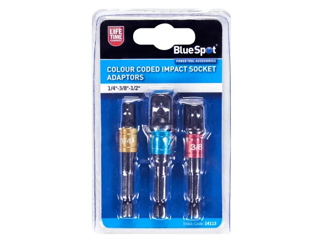 Colour-Coded Impact Socket Adaptor Set, 3 Piece