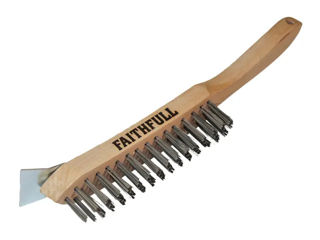 680/4S Heavy-Duty Scratch Brush with Scraper - 4 Row
