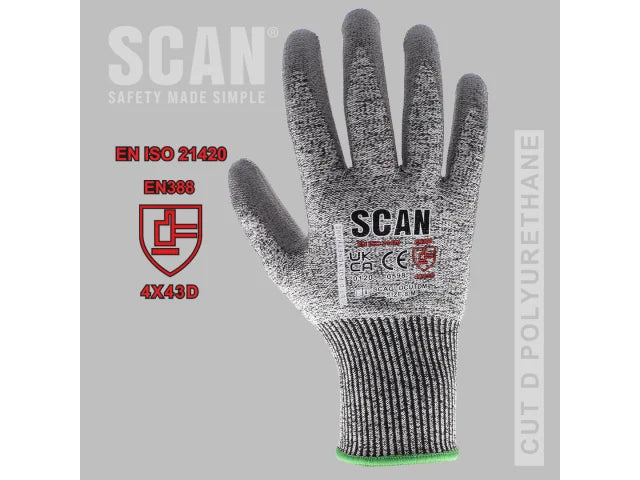 Scan Safety PU Palm Cut D Gloves
