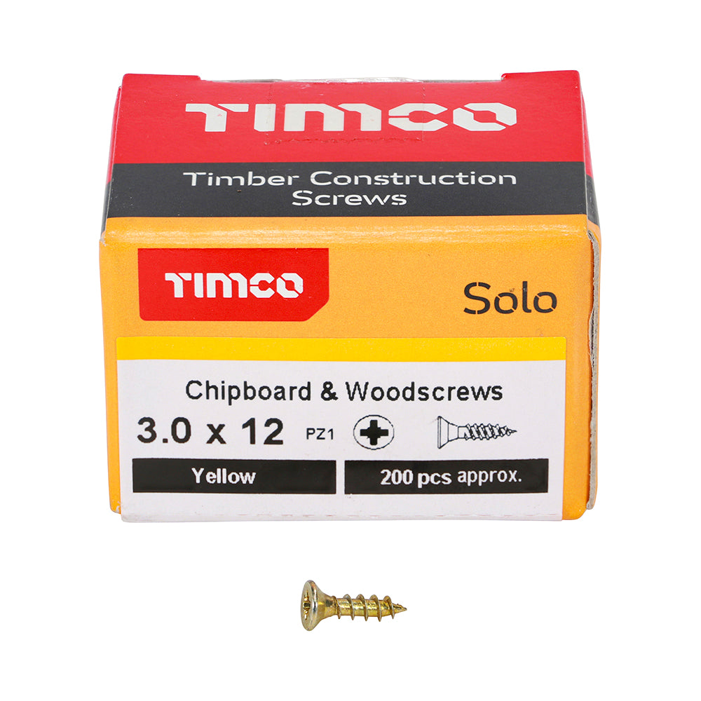 TIMCO Solo Chipboard & Woodscrews - PZ - Double Countersunk - Yellow