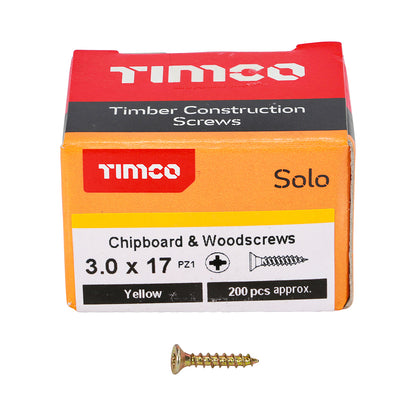 TIMCO Solo Chipboard & Woodscrews - PZ - Double Countersunk - Yellow