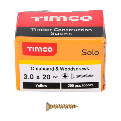 TIMCO Solo Chipboard & Woodscrews - PZ - Double Countersunk - Yellow