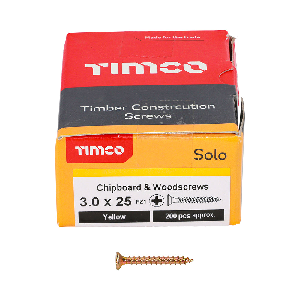 TIMCO Solo Chipboard & Woodscrews - PZ - Double Countersunk - Yellow