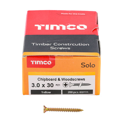 TIMCO Solo Chipboard & Woodscrews - PZ - Double Countersunk - Yellow
