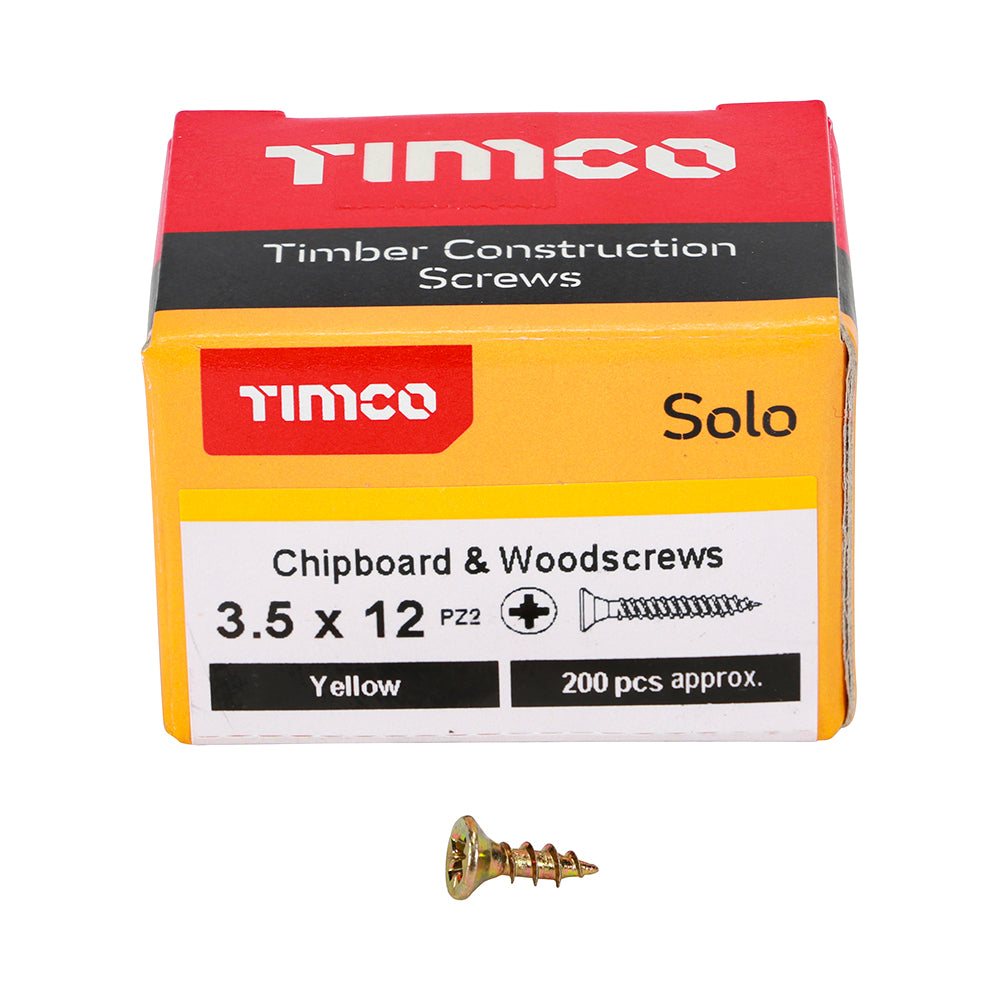 TIMCO Solo Chipboard & Woodscrews - PZ - Double Countersunk - Yellow