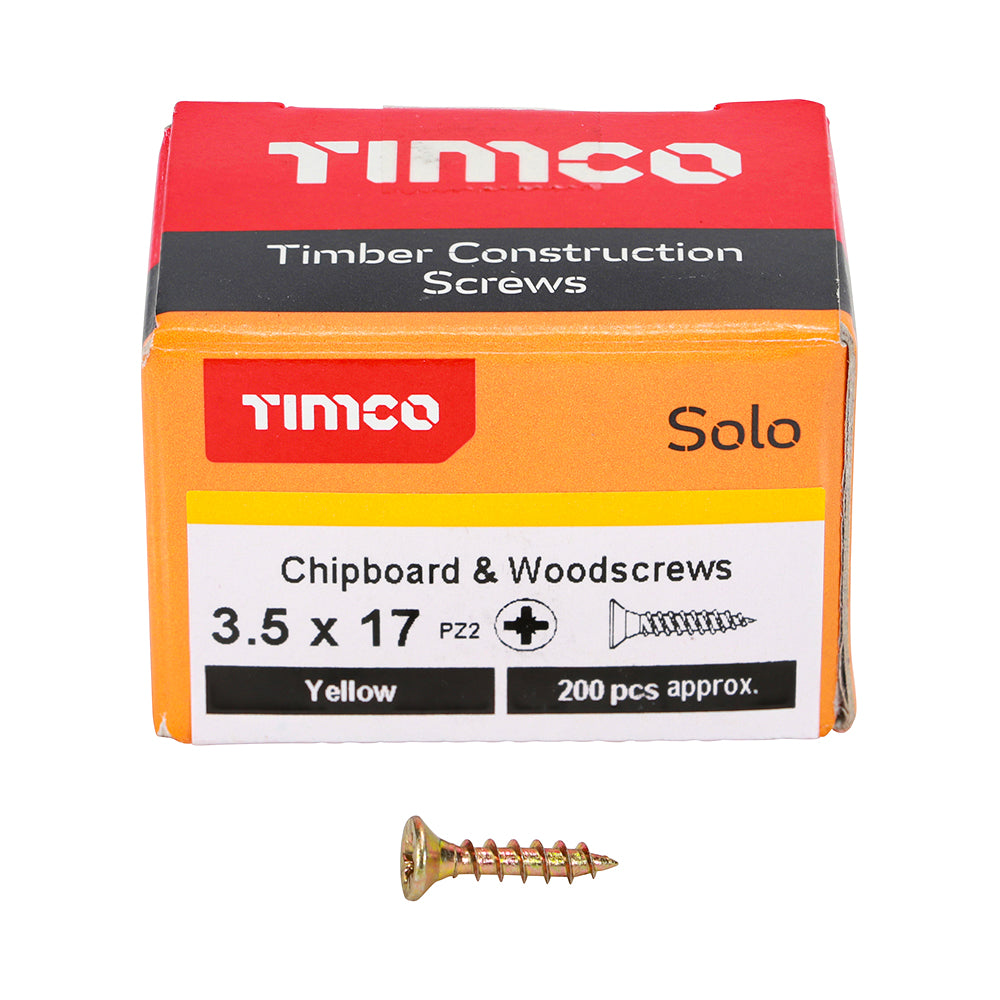TIMCO Solo Chipboard & Woodscrews - PZ - Double Countersunk - Yellow