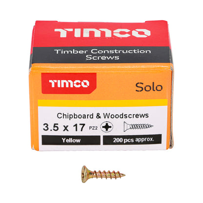 TIMCO Solo Chipboard & Woodscrews - PZ - Double Countersunk - Yellow