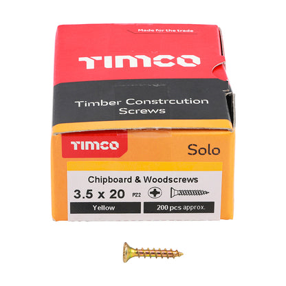 TIMCO Solo Chipboard & Woodscrews - PZ - Double Countersunk - Yellow