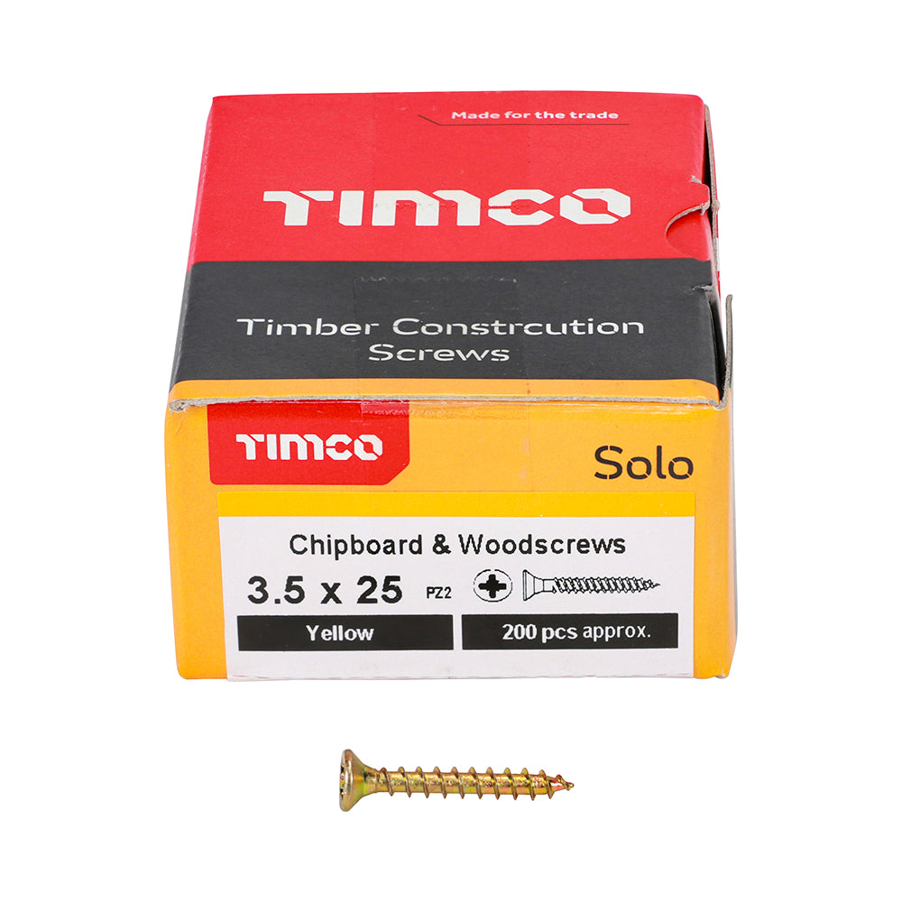 TIMCO Solo Chipboard & Woodscrews - PZ - Double Countersunk - Yellow