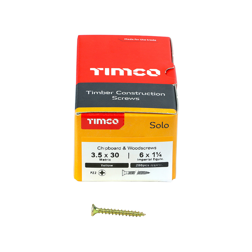 TIMCO Solo Chipboard & Woodscrews - PZ - Double Countersunk - Yellow