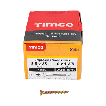 TIMCO Solo Chipboard & Woodscrews - PZ - Double Countersunk - Yellow
