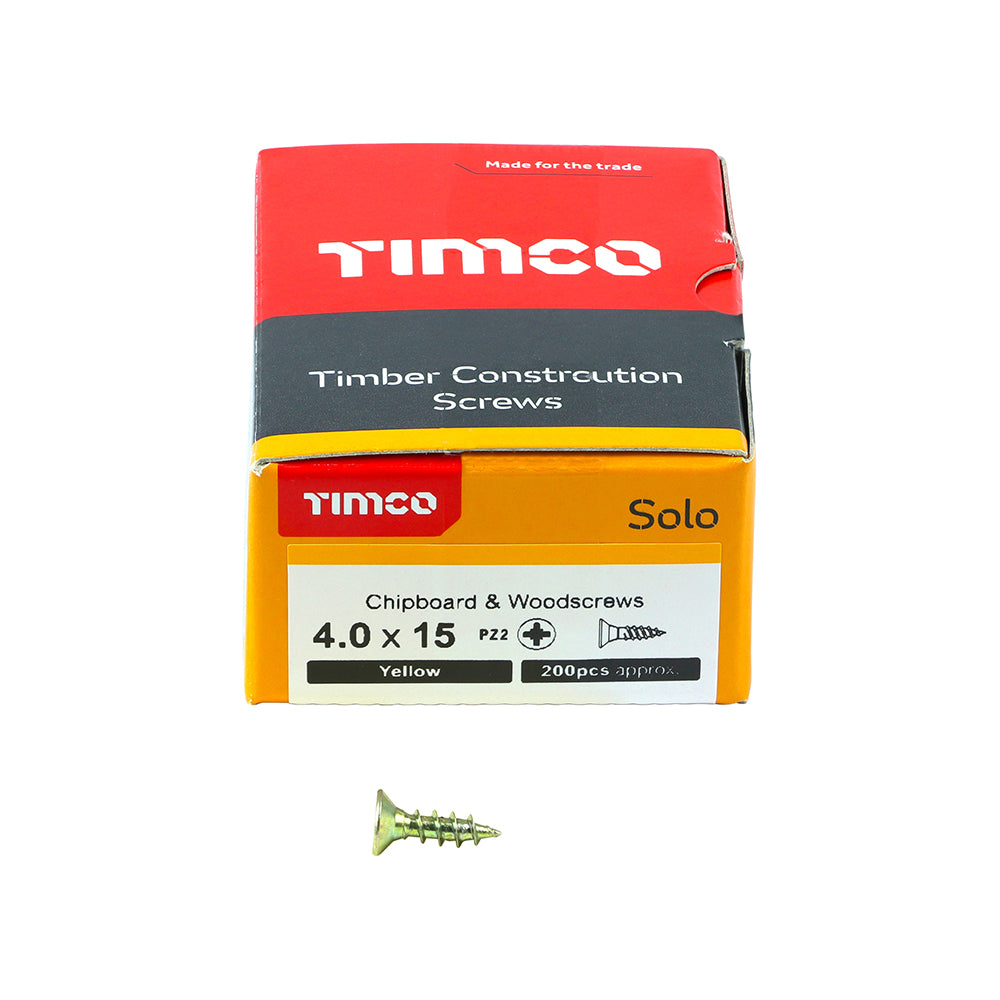 TIMCO Solo Chipboard & Woodscrews - PZ - Double Countersunk - Yellow