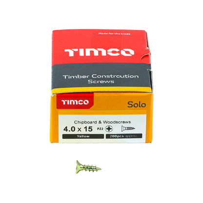 TIMCO Solo Chipboard & Woodscrews - PZ - Double Countersunk - Yellow
