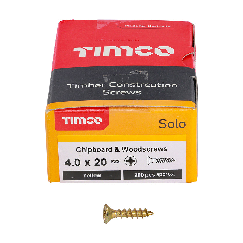 TIMCO Solo Chipboard & Woodscrews - PZ - Double Countersunk - Yellow