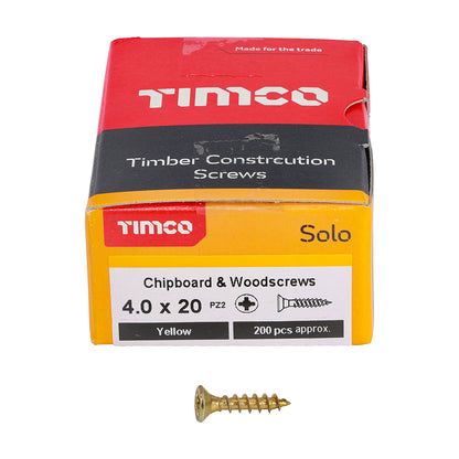 TIMCO Solo Chipboard & Woodscrews - PZ - Double Countersunk - Yellow