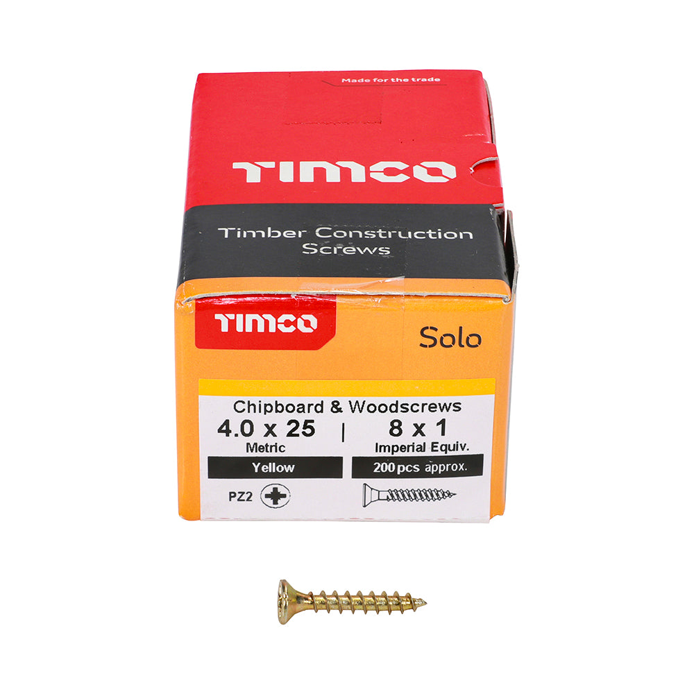 TIMCO Solo Chipboard & Woodscrews - PZ - Double Countersunk - Yellow
