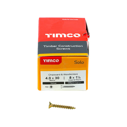 TIMCO Solo Chipboard & Woodscrews - PZ - Double Countersunk - Yellow