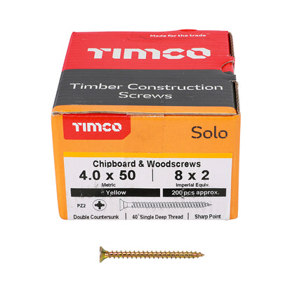 TIMCO Solo Chipboard & Woodscrews - PZ - Double Countersunk - Yellow