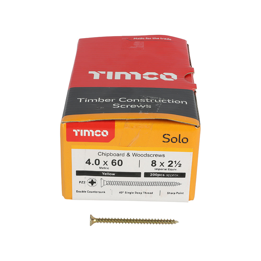 TIMCO Solo Chipboard & Woodscrews - PZ - Double Countersunk - Yellow