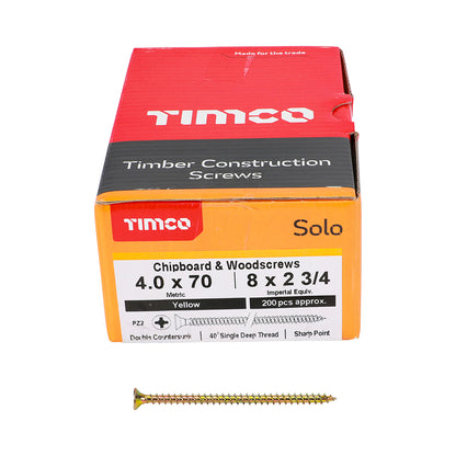 TIMCO Solo Chipboard & Woodscrews - PZ - Double Countersunk - Yellow