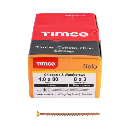 TIMCO Solo Chipboard & Woodscrews - PZ - Double Countersunk - Yellow
