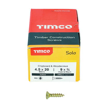 TIMCO Solo Chipboard & Woodscrews - PZ - Double Countersunk - Yellow