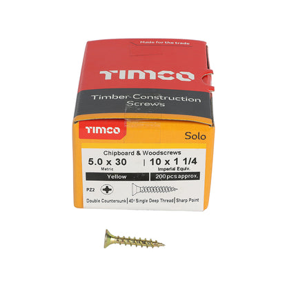 TIMCO Solo Chipboard & Woodscrews - PZ - Double Countersunk - Yellow