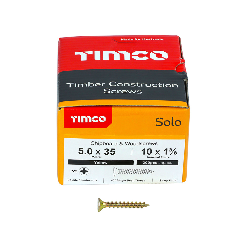 TIMCO Solo Chipboard & Woodscrews - PZ - Double Countersunk - Yellow