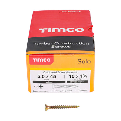 TIMCO Solo Chipboard & Woodscrews - PZ - Double Countersunk - Yellow