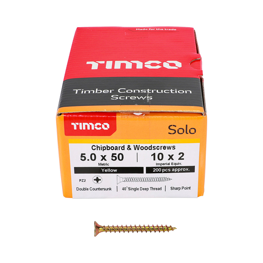 TIMCO Solo Chipboard & Woodscrews - PZ - Double Countersunk - Yellow