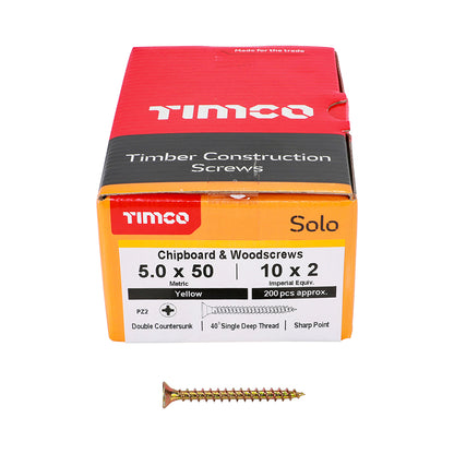 TIMCO Solo Chipboard & Woodscrews - PZ - Double Countersunk - Yellow