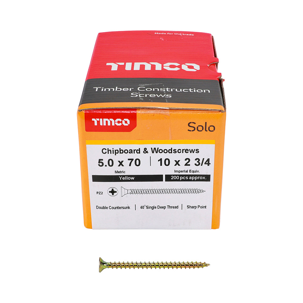 TIMCO Solo Chipboard & Woodscrews - PZ - Double Countersunk - Yellow