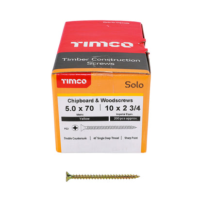 TIMCO Solo Chipboard & Woodscrews - PZ - Double Countersunk - Yellow