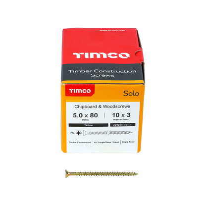 TIMCO Solo Chipboard & Woodscrews - PZ - Double Countersunk - Yellow