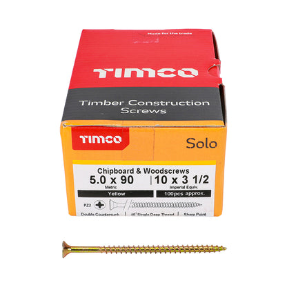 TIMCO Solo Chipboard & Woodscrews - PZ - Double Countersunk - Yellow