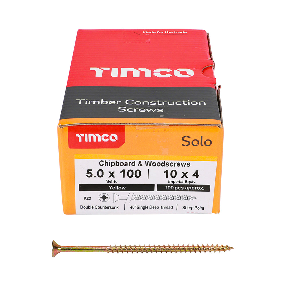 TIMCO Solo Chipboard & Woodscrews - PZ - Double Countersunk - Yellow