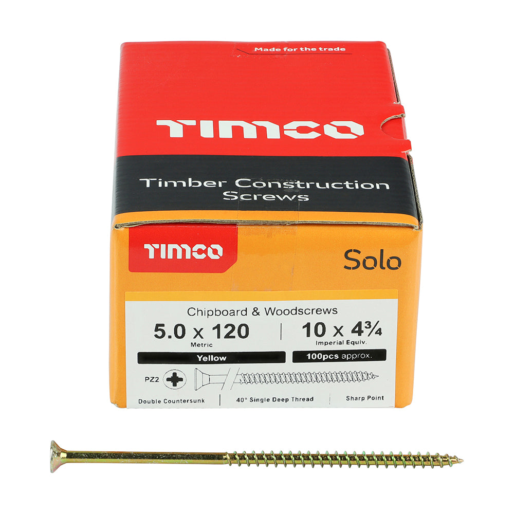 TIMCO Solo Chipboard & Woodscrews - PZ - Double Countersunk - Yellow