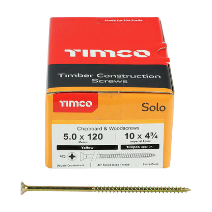 TIMCO Solo Chipboard & Woodscrews - PZ - Double Countersunk - Yellow