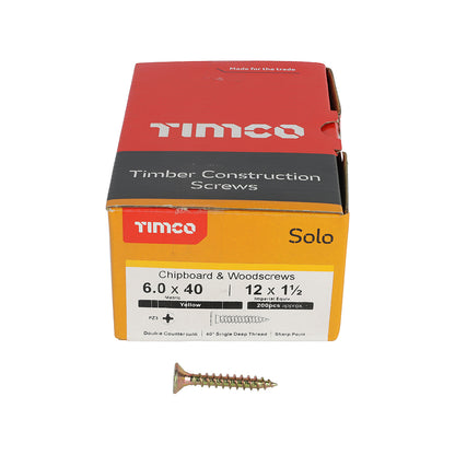 TIMCO Solo Chipboard & Woodscrews - PZ - Double Countersunk - Yellow