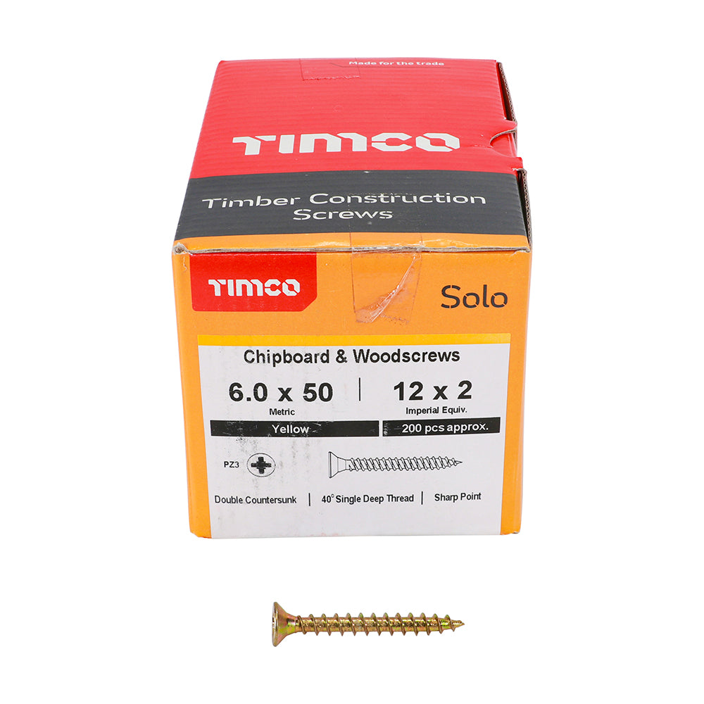 TIMCO Solo Chipboard & Woodscrews - PZ - Double Countersunk - Yellow