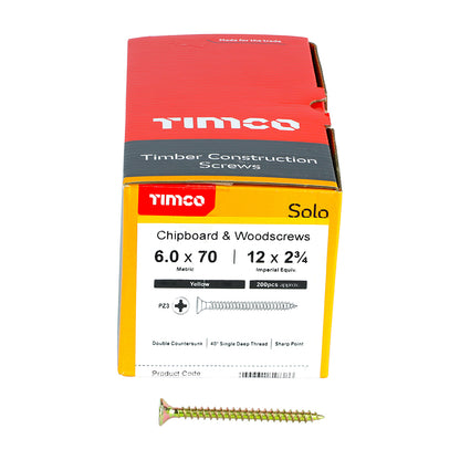 TIMCO Solo Chipboard & Woodscrews - PZ - Double Countersunk - Yellow