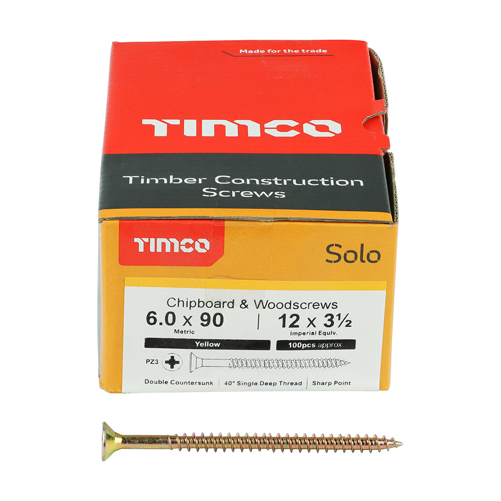 TIMCO Solo Chipboard & Woodscrews - PZ - Double Countersunk - Yellow