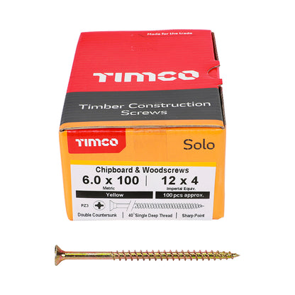 TIMCO Solo Chipboard & Woodscrews - PZ - Double Countersunk - Yellow