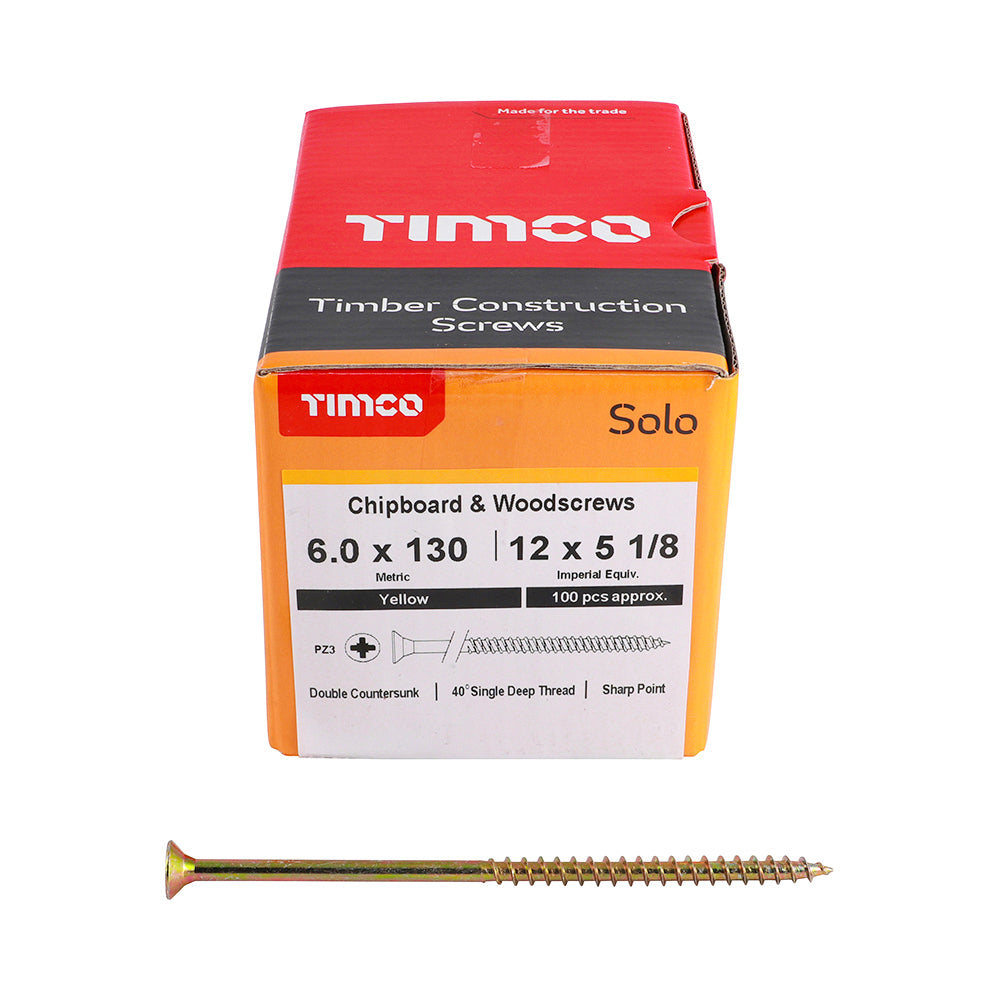 TIMCO Solo Chipboard & Woodscrews - PZ - Double Countersunk - Yellow