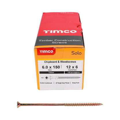 TIMCO Solo Chipboard & Woodscrews - PZ - Double Countersunk - Yellow