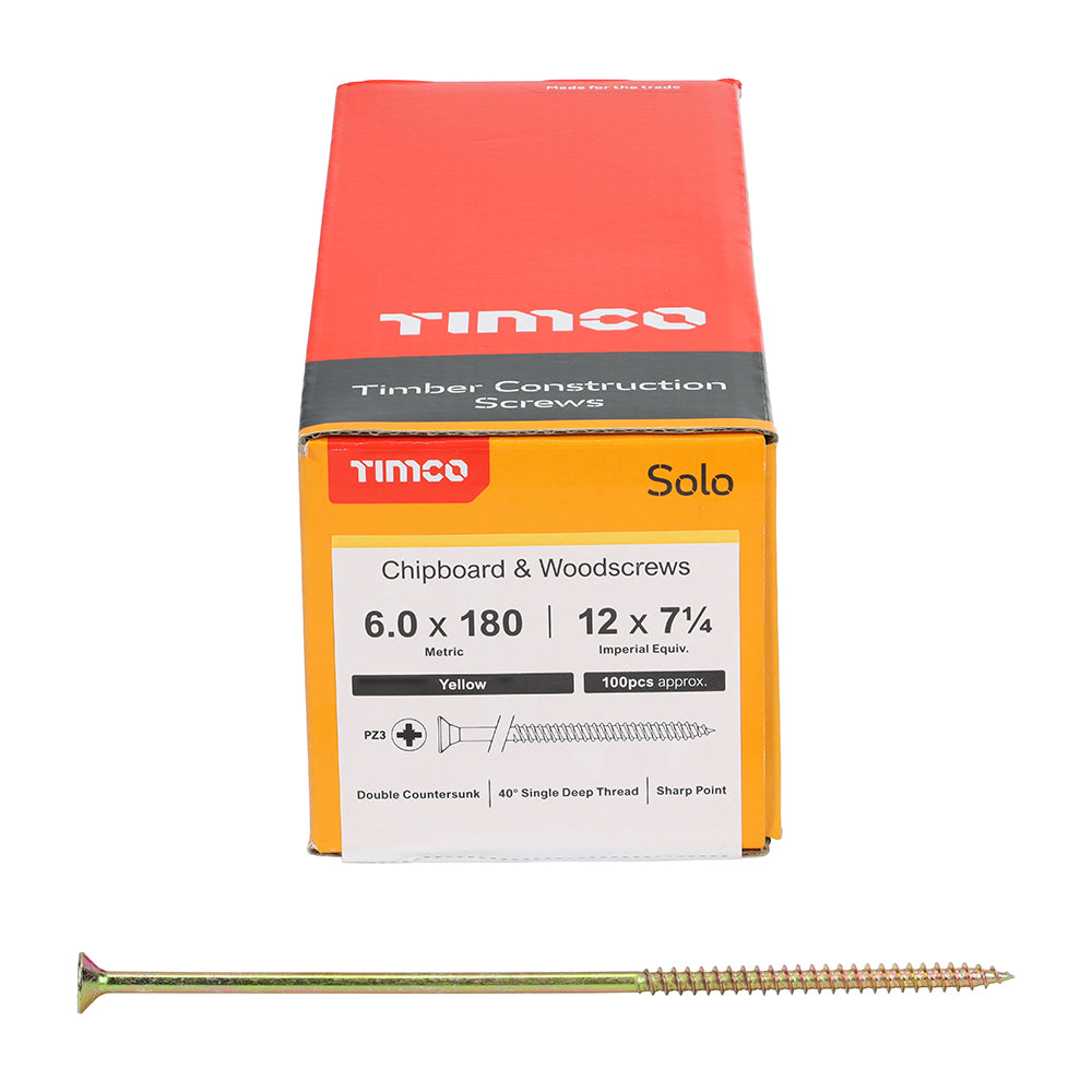TIMCO Solo Chipboard & Woodscrews - PZ - Double Countersunk - Yellow