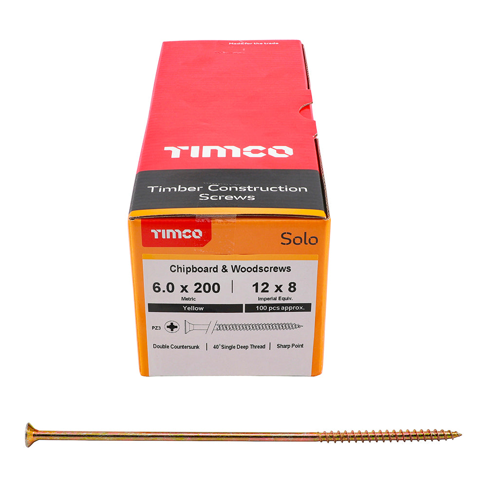 TIMCO Solo Chipboard & Woodscrews - PZ - Double Countersunk - Yellow