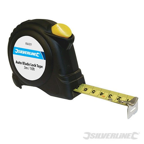 Silverline Auto Blade Lock Tape Measure 3m