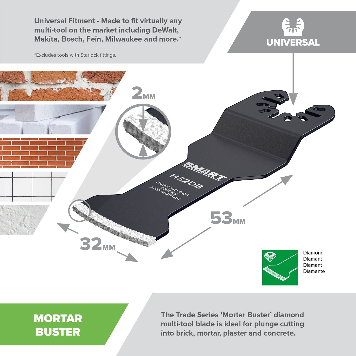 SMART Universal ‘Mortar Buster’ – 32mm Brazed Diamond Blade
